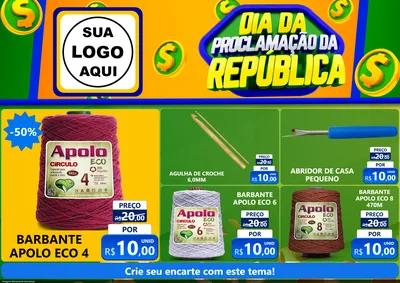 Modelo de Encarte para Encarte A4 Horizontal com o tema Dia Da Proclamação da República para Armarinho e Aviamentos