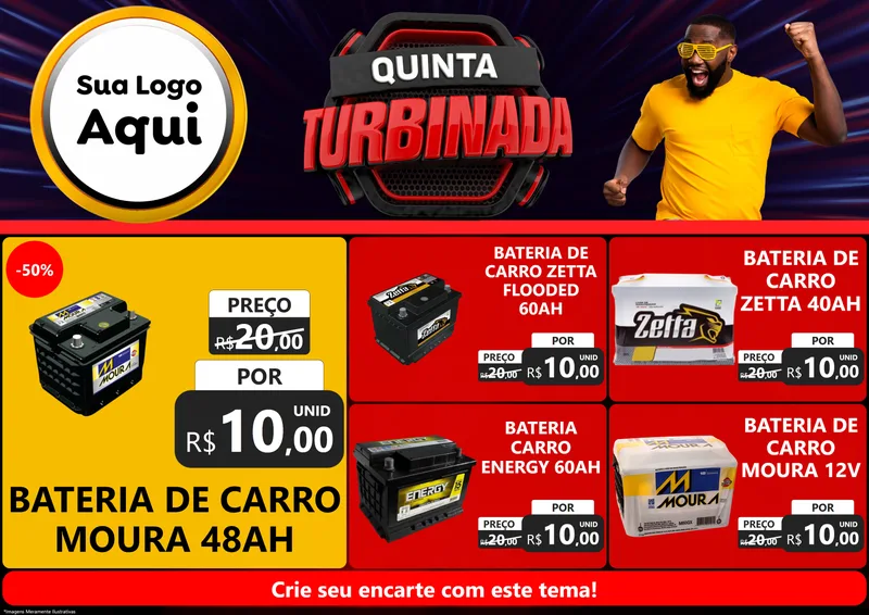 Modelo de Encarte para Encarte A4 Horizontal com o tema Quinta Turbinada para Baterias Elétricas