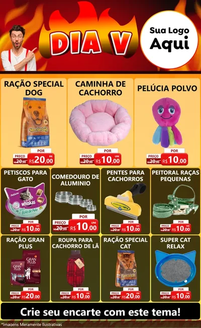 Modelo de Encarte para Encarte Grande com o tema Dia V para Pet Shop