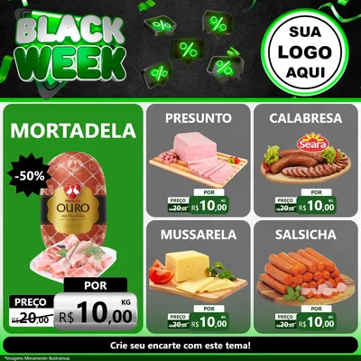 Modelo de Rede Social para Feed Facebook com o tema Black Week para Frios e Laticínios