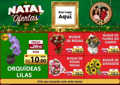 Modelo de Encarte para Encarte A4 Horizontal com o tema Natal de Ofertas para Floricultura e jardim