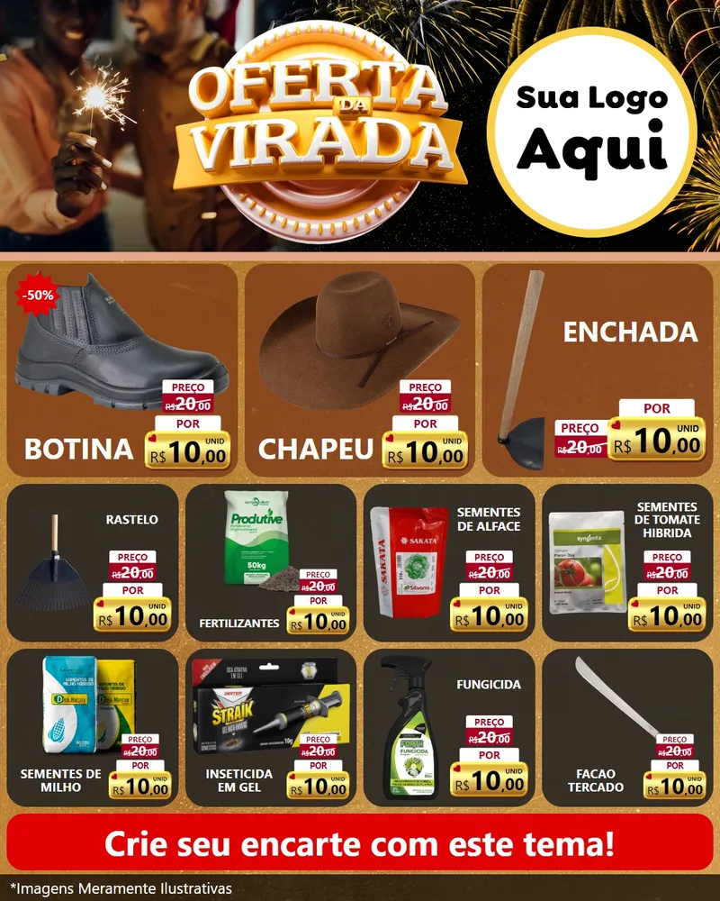 Modelo de Rede Social para Feed Instagram com o tema Oferta da Virada para Agropecuária