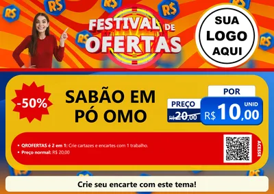 Modelo de Cartaz para Cartaz A4 Horizontal com o tema Festival de Ofertas para Produtos de Limpeza