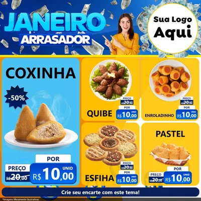 Modelo de Rede Social para Feed Facebook com o tema Janeiro Arrasador para Salgadaria