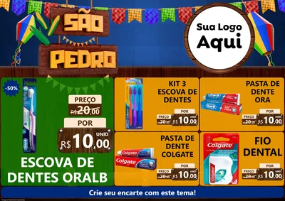 Modelo de Encarte para Encarte A4 Horizontal com o tema São Pedro para Higiene Pessoal