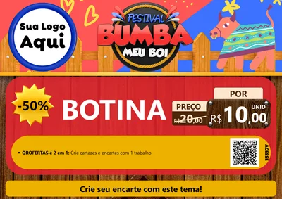 Modelo de Cartaz para Cartaz A4 Horizontal com o tema Festival Bumba Meu Boi para Agropecuária