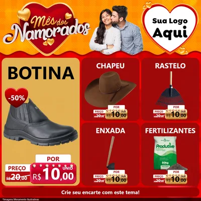 Modelo de Rede Social para Feed Facebook com o tema Mês dos Namorados para Agropecuária