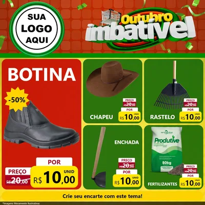 Modelo de Rede Social para Feed Facebook com o tema Outubro Imbatível para Agropecuária