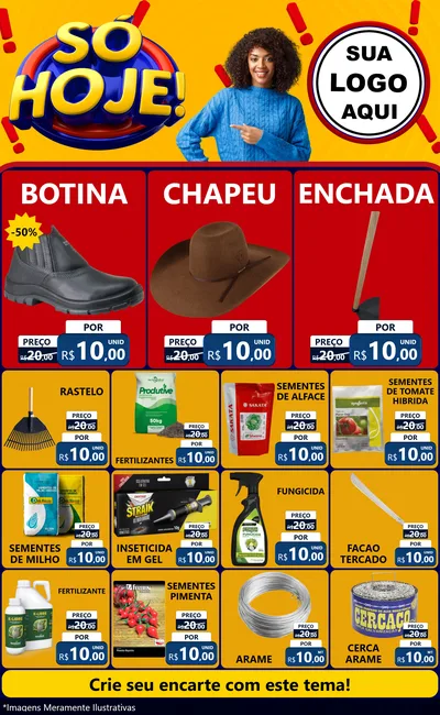 Modelo de Encarte para Encarte Grande com o tema Só Hoje! para Agropecuária