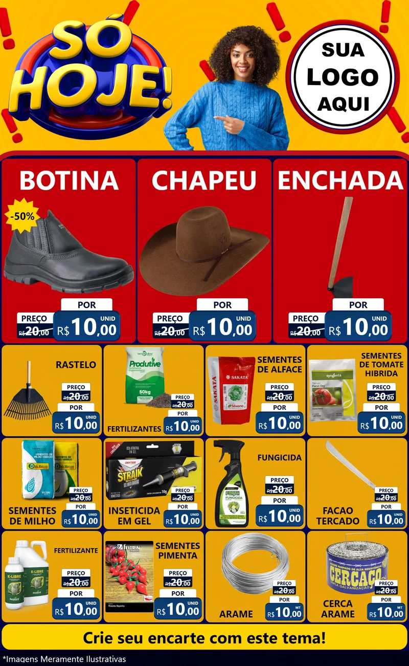 Modelo de Encarte para Encarte Grande com o tema Só Hoje! para Agropecuária
