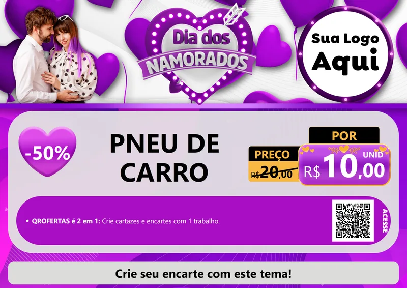 Modelo de Cartaz para Cartaz A4 Horizontal com o tema Dia dos Namorados para Auto peças