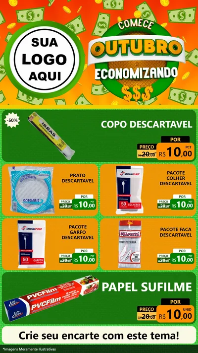 Modelo de TV para TV Vertical com o tema Comece Outubro Economizando para Embalagens