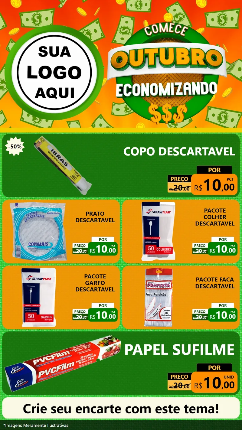 Modelo de TV para TV Vertical com o tema Comece Outubro Economizando para Embalagens