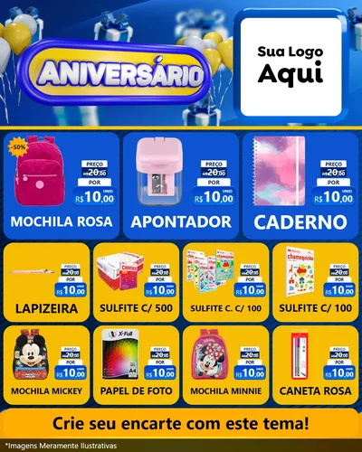 Modelo de Rede Social para Feed Instagram com o tema Aniversário para Papelaria