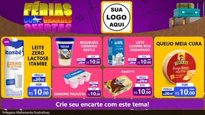 Modelo de TV para TV Horizontal com o tema Férias com Grandes Ofertas para Frios e Laticínios
