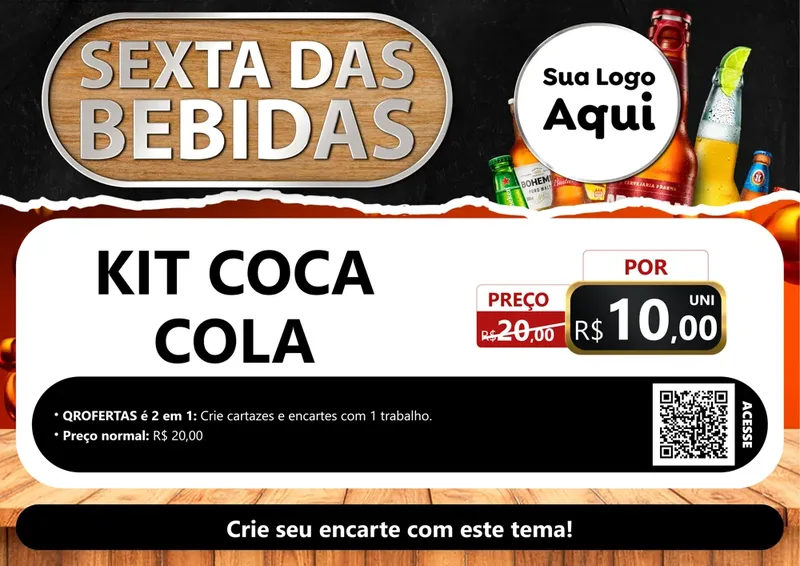 Modelo de Cartaz para Cartaz A4 Horizontal com o tema Sexta das Bebidas para Distribuidora de bebidas