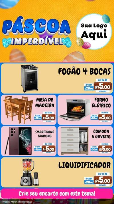 Modelo de TV para TV Vertical com o tema Páscoa Imperdível para Móveis e Eletro
