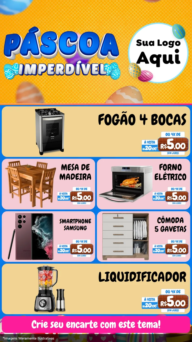Modelo de TV para TV Vertical com o tema Páscoa Imperdível para Móveis e Eletro