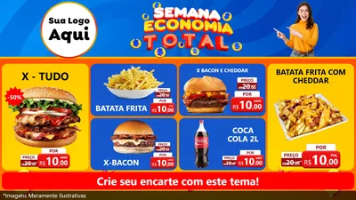 Modelo de TV para TV Horizontal com o tema Semana Economia Total para Hamburgueria
