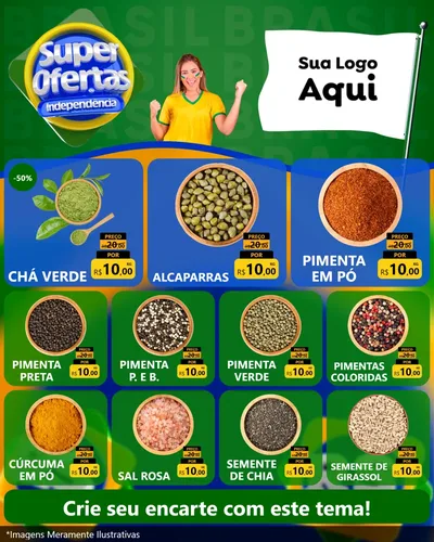 Modelo de Rede Social para Feed Instagram com o tema Super Ofertas de Independência para Produtos Naturais