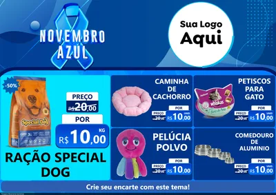 Modelo de Encarte para Encarte A4 Horizontal com o tema Novembro Azul para Pet Shop