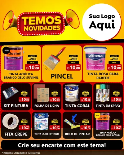 Modelo de Rede Social para Feed Instagram com o tema Temos Novidades para Tintas e Ferramentas