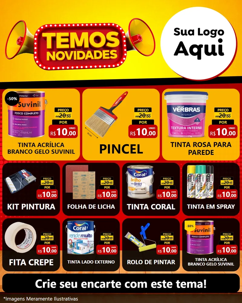 Modelo de Rede Social para Feed Instagram com o tema Temos Novidades para Tintas e Ferramentas
