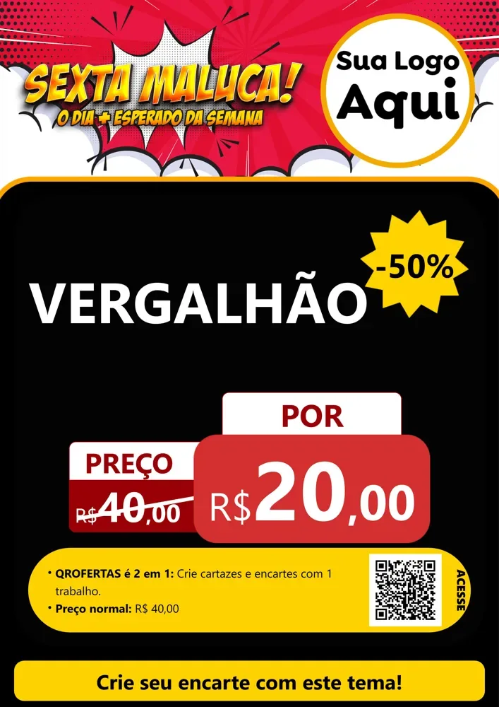 Modelo de Cartaz para Cartaz A4 Vertical com o tema Sexta Maluca! para Ferragens