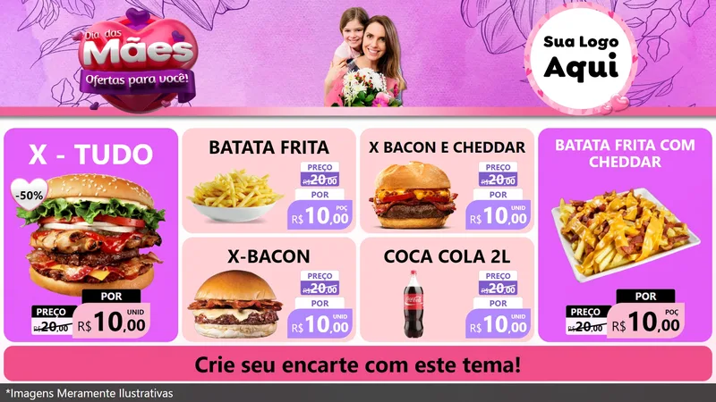 Modelo de TV para TV Horizontal com o tema Dia das Mães Ofertas para Você! para Hamburgueria