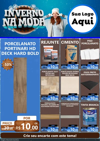 Modelo de Encarte para Encarte A4 Vertical com o tema Inverno na Moda para Pisos e revestimentos