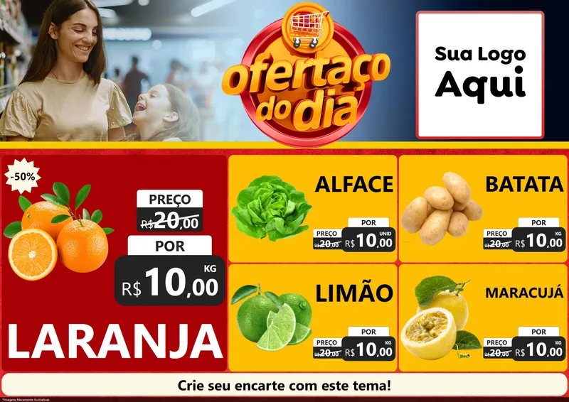 Modelo de Encarte para Encarte A4 Horizontal com o tema Ofertaço Do Dia para Hortifrúti