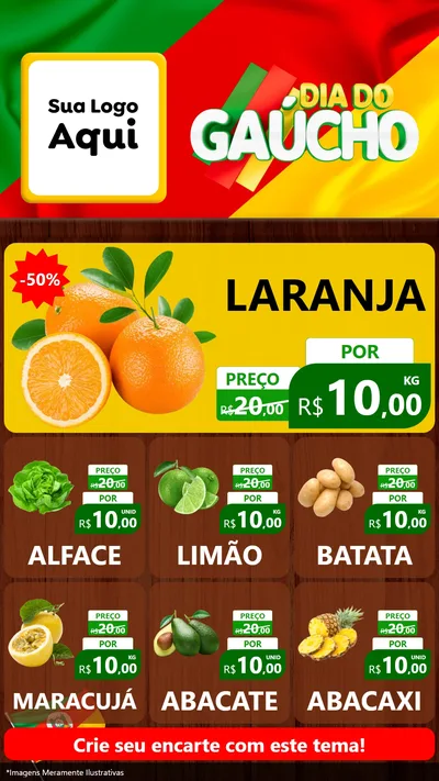 Modelo de Rede Social para Stories com o tema Dia do Gaúcho para Hortifrúti