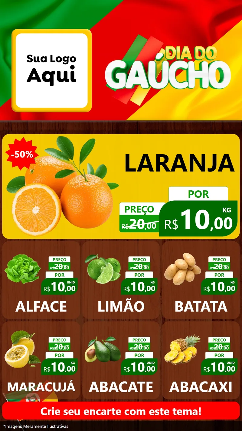 Modelo de Rede Social para Stories com o tema Dia do Gaúcho para Hortifrúti