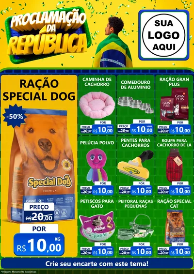 Modelo de Encarte para Encarte A4 Vertical com o tema Proclamação da República para Pet Shop