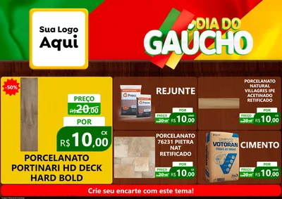 Modelo de Encarte para Encarte A4 Horizontal com o tema Dia do Gaúcho para Pisos e revestimentos