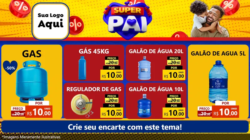 Modelo de TV para TV Horizontal com o tema Super Pai para Água e gás