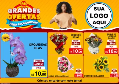 Modelo de Encarte para Encarte A4 Horizontal com o tema Grandes Ofertas Para Economizar! para Floricultura e jardim