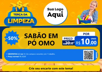 Modelo de Cartaz para Cartaz A4 Horizontal com o tema Terça da Limpeza para Produtos de Limpeza
