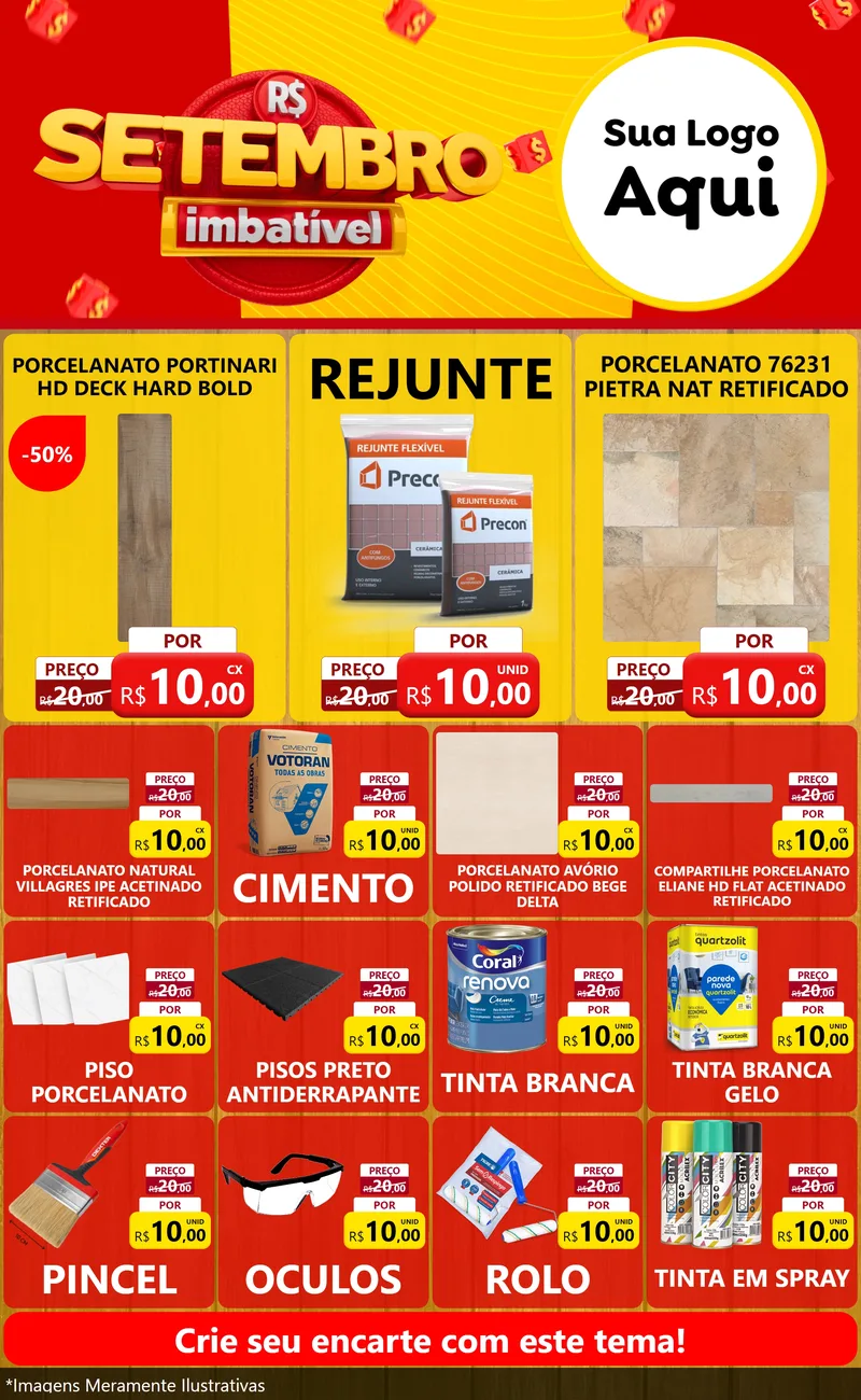 Modelo de Encarte para Encarte Grande com o tema Setembro Imbatível para Pisos e revestimentos
