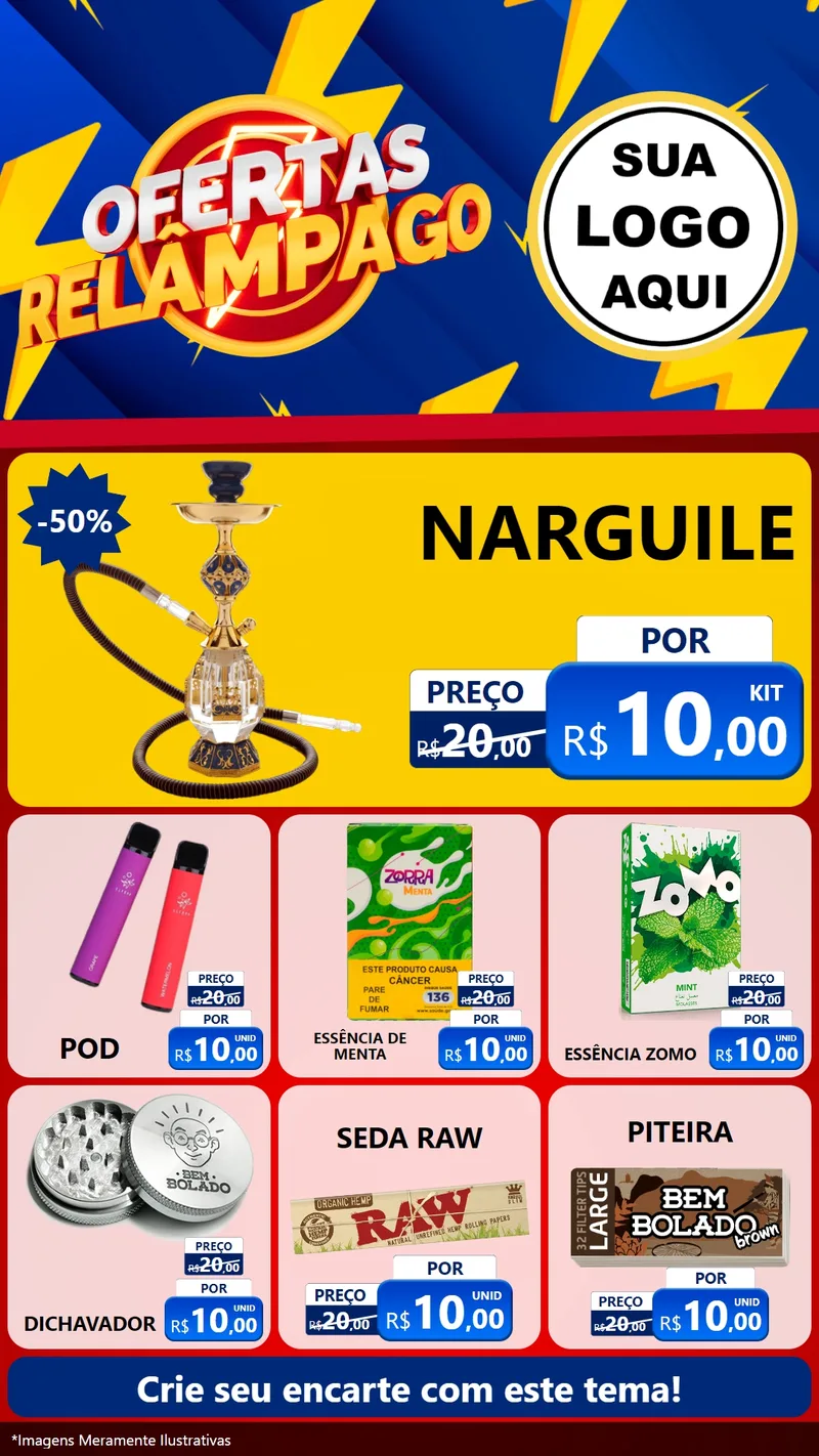 Modelo de Rede Social para Stories com o tema Ofertas Relâmpago para Tabacaria