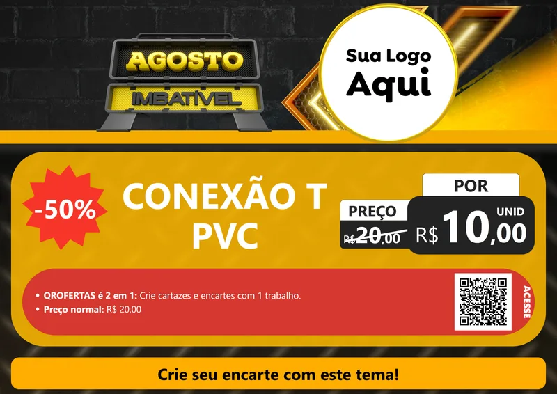 Modelo de Cartaz para Cartaz A4 Horizontal com o tema Agosto Imbatível para Tubos e conexões