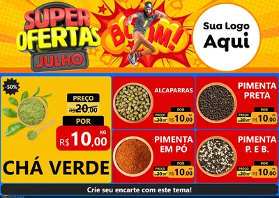 Modelo de Encarte para Encarte A4 Horizontal com o tema Super Ofertas Julho para Produtos Naturais