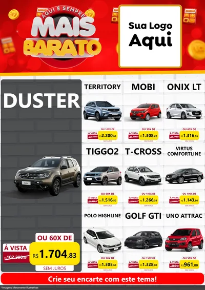 Modelo de Encarte para Encarte A4 Vertical com o tema Mais Barato para Concessionaria de Carros