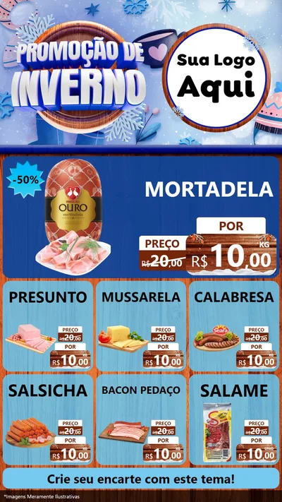 Modelo de Rede Social para Stories com o tema Promoção de Inverno para Frios e Laticínios