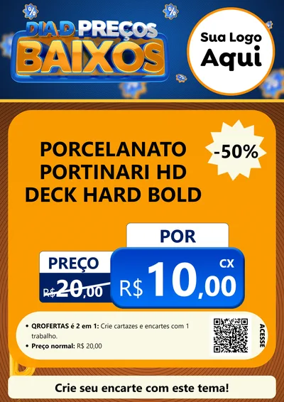 Modelo de Cartaz para Cartaz A4 Vertical com o tema Dia D Preço Baixo para Pisos e revestimentos