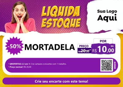 Modelo de Cartaz para Cartaz A4 Horizontal com o tema Liquida estoque para Frios e Laticínios