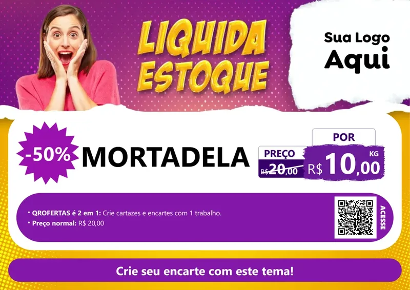 Modelo de Cartaz para Cartaz A4 Horizontal com o tema Liquida estoque para Frios e Laticínios