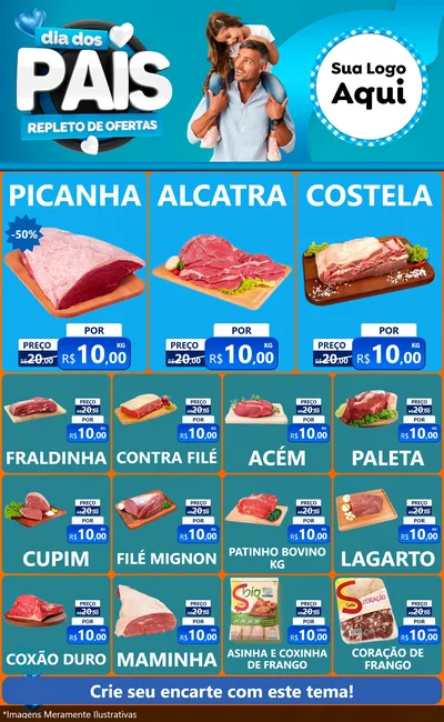 Modelo de Encarte para Encarte Grande com o tema Dia Dos Pais Repleto de Ofertas para Açougue