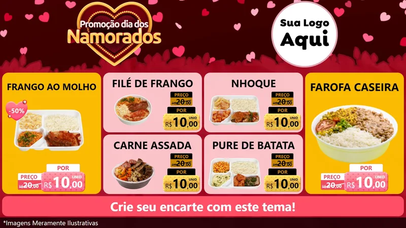 Modelo de TV para TV Horizontal com o tema Promoção Dia Dos Namorados para Restaurante