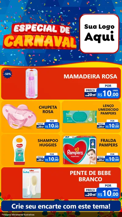 Modelo de TV para TV Vertical com o tema Especial de Carnaval para Bebês